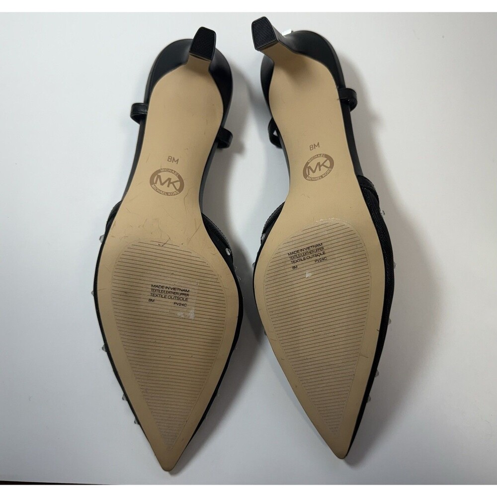 Michael Kors Alora Crystal Embellished Mesh Slingback Pump In Black Sz 8 New - Picture 8 of 8